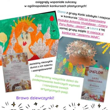 Sukcesy plastyczne naszych przedszkolaków